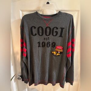 COOGI Charcoal and Red Knit Long Sleeve Graphic “1969” Shirt, Men’s XXL